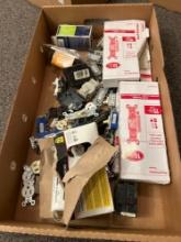 Box of assorted light switches and outlets most NIB