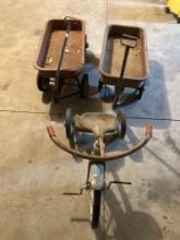 Vintage "Hamilton Greyhound" red wagons, little red trike