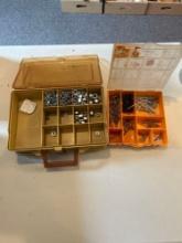 Assorted hardware kits, nuts, bolts washers, and screws in carry cases
