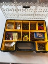 Assorted hardware kit, screws of various sizes, Komelon self locking 12ft tape measure