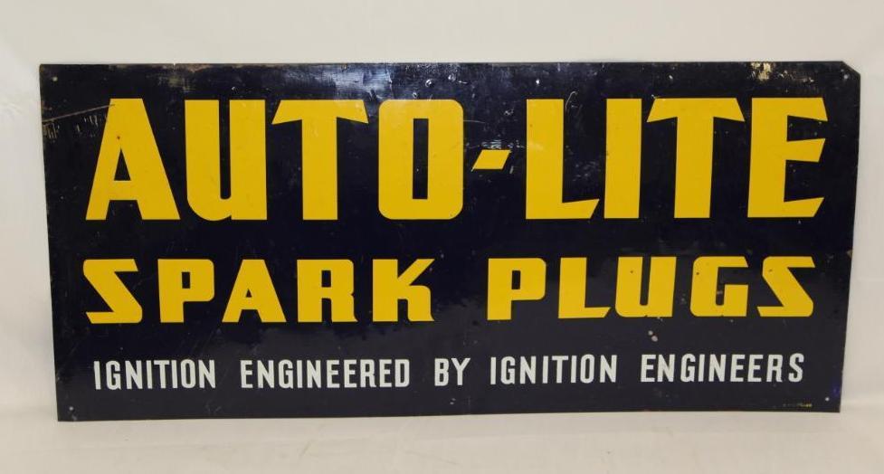 Auto-Lite Spark Plugs Single Sided Tin Sign