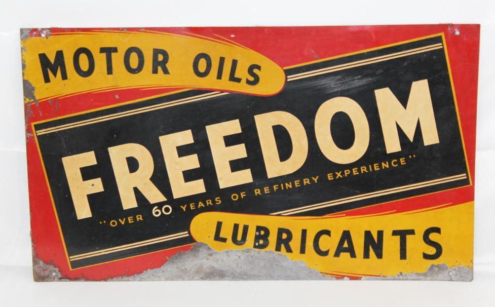Freedom Motor Oil Single Sided Tin Sign