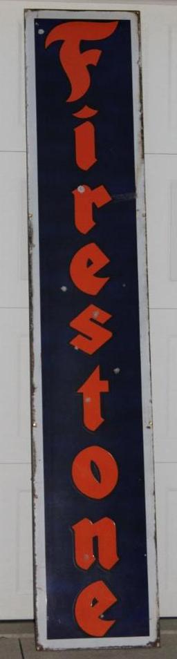 Firestone Tires Vertical Single Sided Porcelain Sign