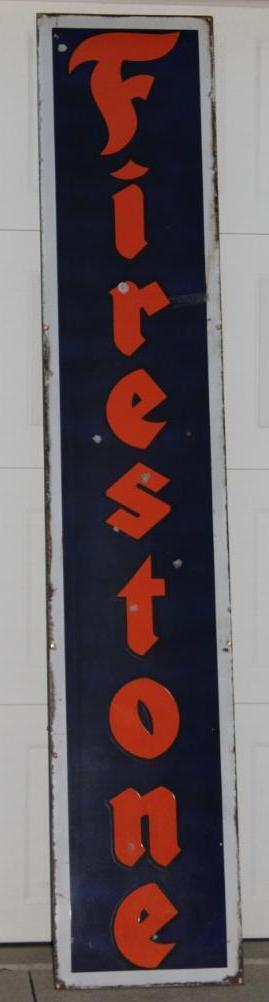 Firestone Tires Vertical Single Sided Porcelain Sign