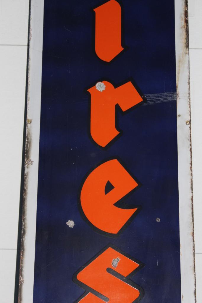 Firestone Tires Vertical Single Sided Porcelain Sign