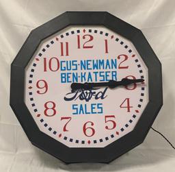 Ford V8 Etched Milkglass Clock