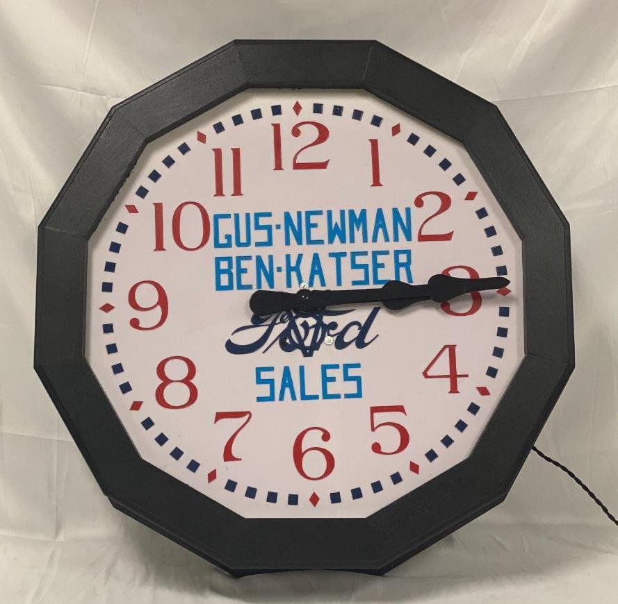 Ford V8 Etched Milkglass Clock