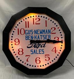 Ford V8 Etched Milkglass Clock