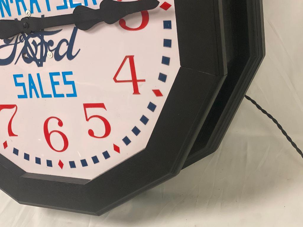 Ford V8 Etched Milkglass Clock