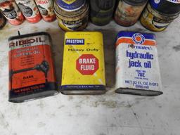 Large Group Lot of Assorted Oil Cans and Tins