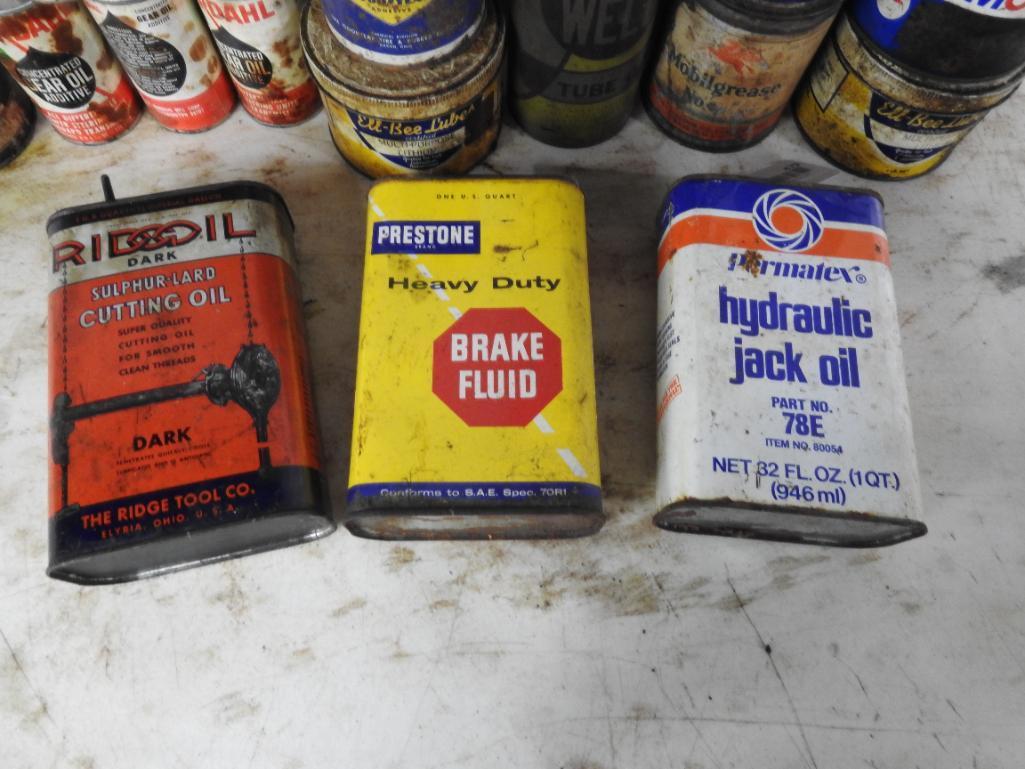 Large Group Lot of Assorted Oil Cans and Tins
