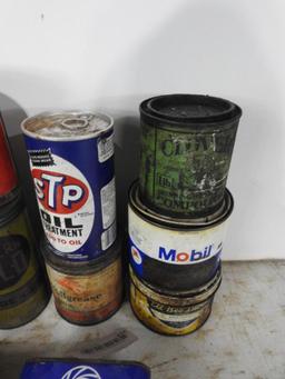 Large Group Lot of Assorted Oil Cans and Tins