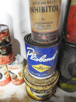 Large Group Lot of Assorted Oil Cans and Tins