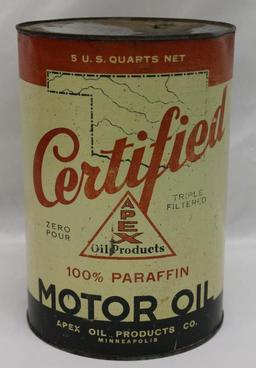 Apex Certified 5 Quart Motor Oil Can of Minneapolis MN