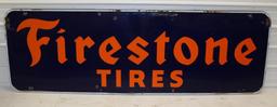 Large Firestone Tires Horizontal Porcelain Sign