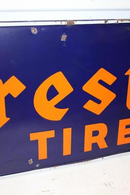 Large Firestone Tires Horizontal Porcelain Sign