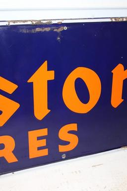 Large Firestone Tires Horizontal Porcelain Sign