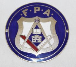Masonic Lodge Automobile Emblem Badge