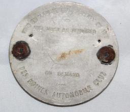 Des Moines Automobile Club Radiator Emblem Badge
