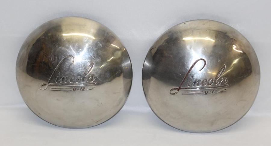 Group of 2 1934-1942 Lincoln V12 Hubcaps