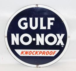 Gulf No-Nox Porcelain Pump Plate Sign