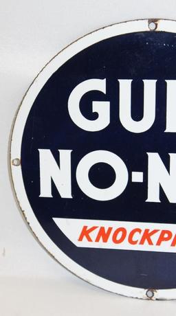 Gulf No-Nox Porcelain Pump Plate Sign