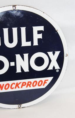 Gulf No-Nox Porcelain Pump Plate Sign