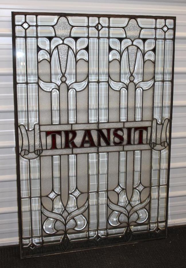 Detailed Transit Stained Glass Window