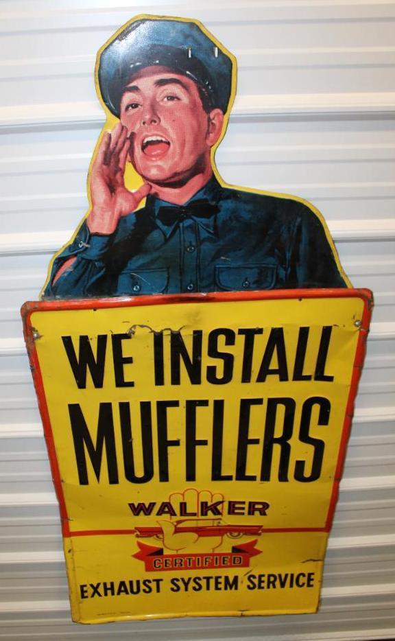 Walker Certified Mufflers Embossed Tin Sign