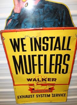 Walker Certified Mufflers Embossed Tin Sign
