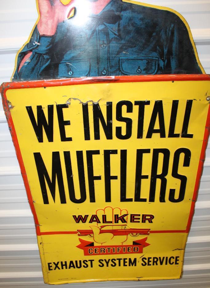 Walker Certified Mufflers Embossed Tin Sign