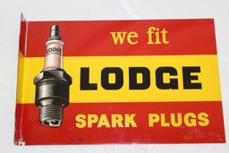 Lodge Spark Plugs Tin Advertising Flange Sign