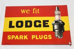 Lodge Spark Plugs Tin Advertising Flange Sign