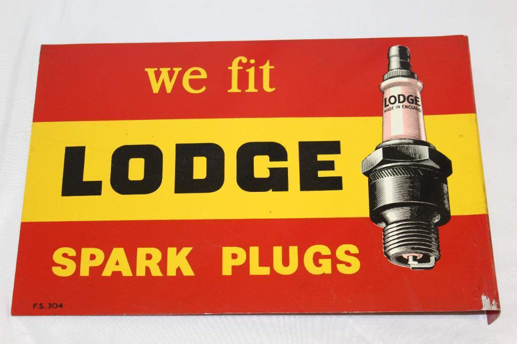 Lodge Spark Plugs Tin Advertising Flange Sign