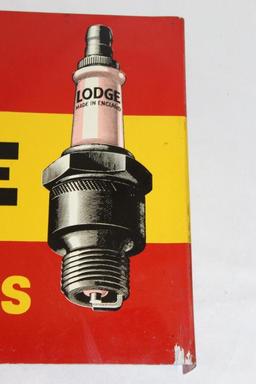 Lodge Spark Plugs Tin Advertising Flange Sign