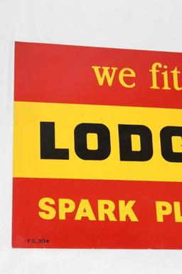 Lodge Spark Plugs Tin Advertising Flange Sign
