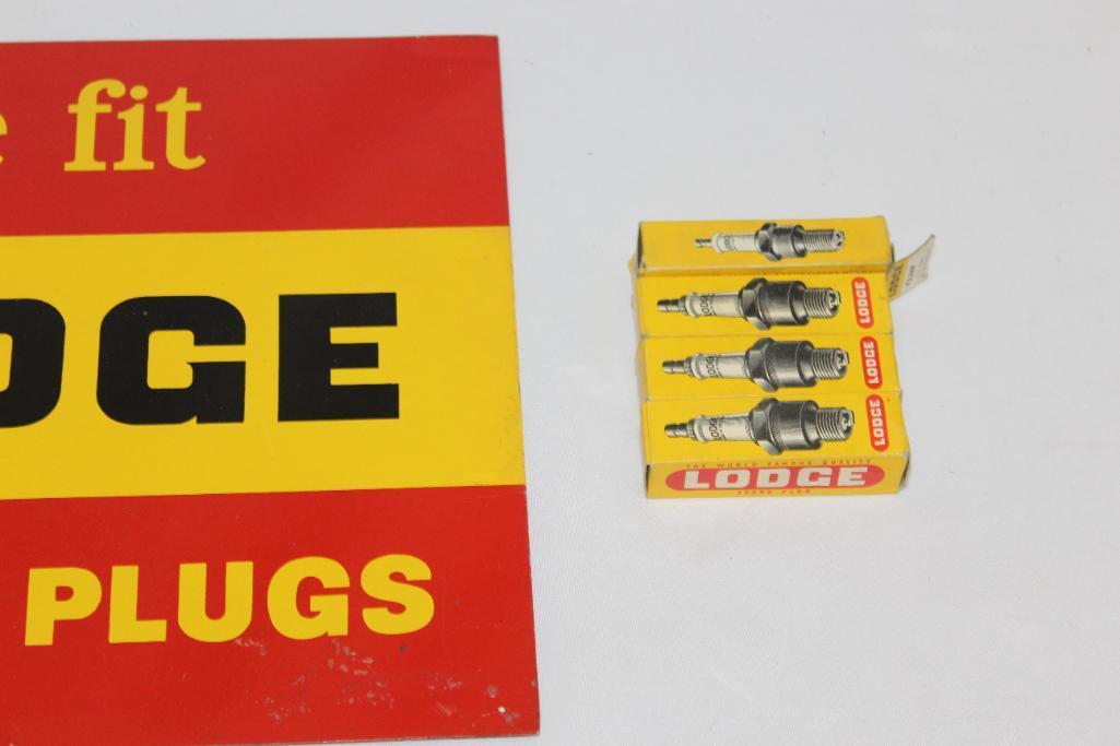 Lodge Spark Plugs Tin Advertising Flange Sign