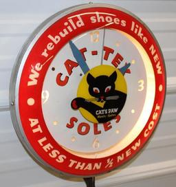 1947 Pre Double Bubble Cat's Paw Heels and Soles Advertising Clock