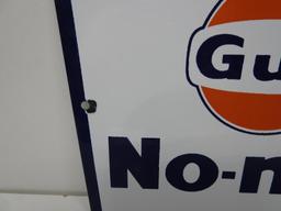 Gulf No-Nox Porcelain Pump Plate Sign