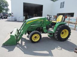 JD 3320 w/JD 300CX Ldr, ROPS, 4WD, 1629 Hrs.