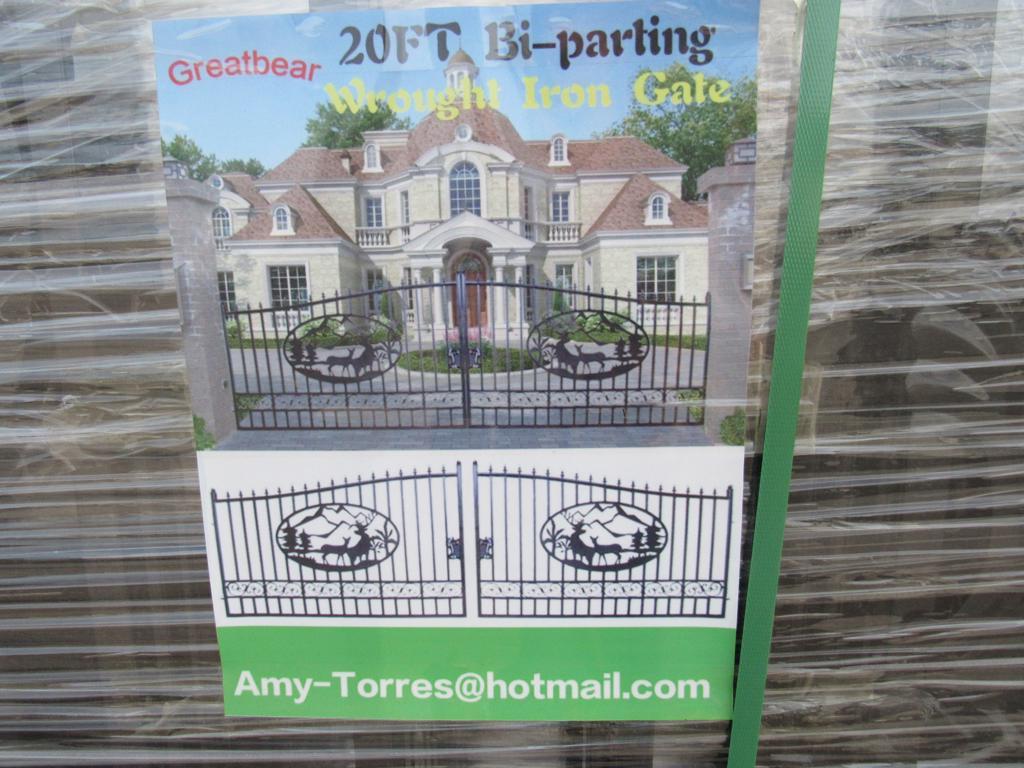 New Greatbear 20' Bi-Parting Iron Gate Pair, Deer