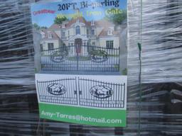 New Greatbear 20' Bi-Parting Iron Gate Pair, Deer