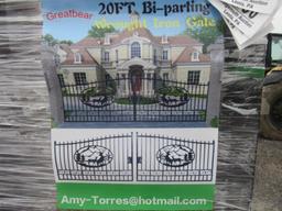 New Greatbear 20' Bi-Parting Iron Gate Pair, Deer