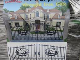 New Greatbear 20' Bi-Parting Iron Gate Pair, Deer