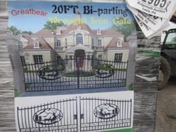 New Greatbear 20' Bi-Parting Iron Gate Pair, Deer