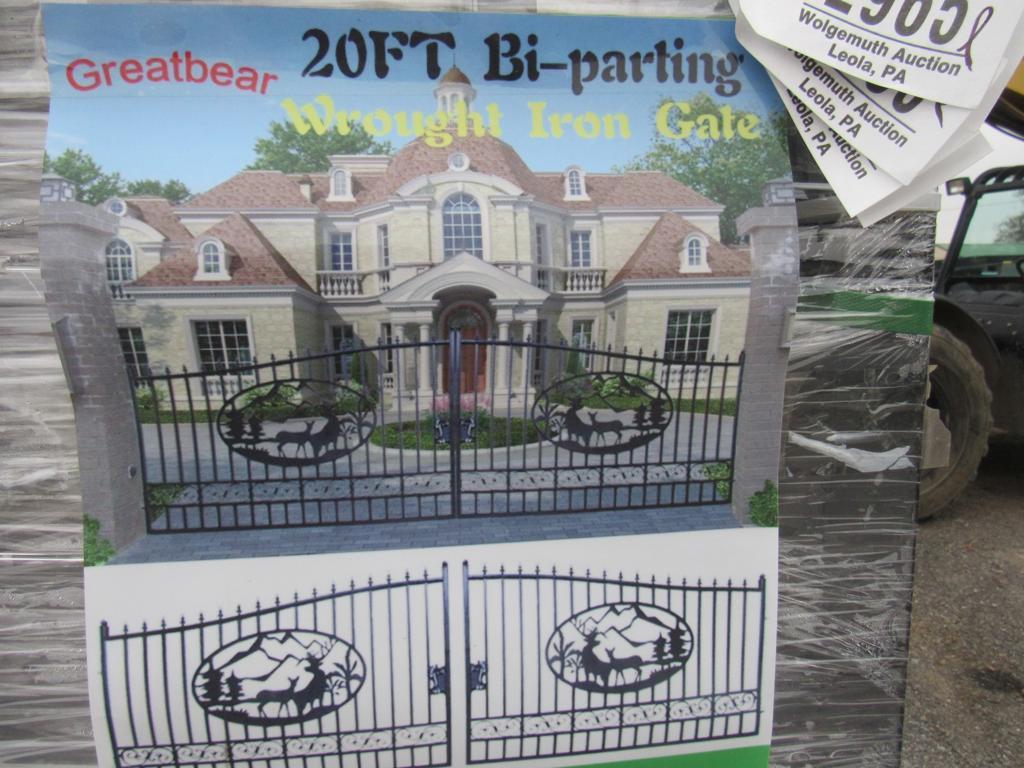New Greatbear 20' Bi-Parting Iron Gate Pair, Deer