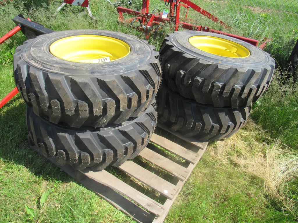 12-16.5 Tires On Wheels for NH/JD/CAT (set of 4)