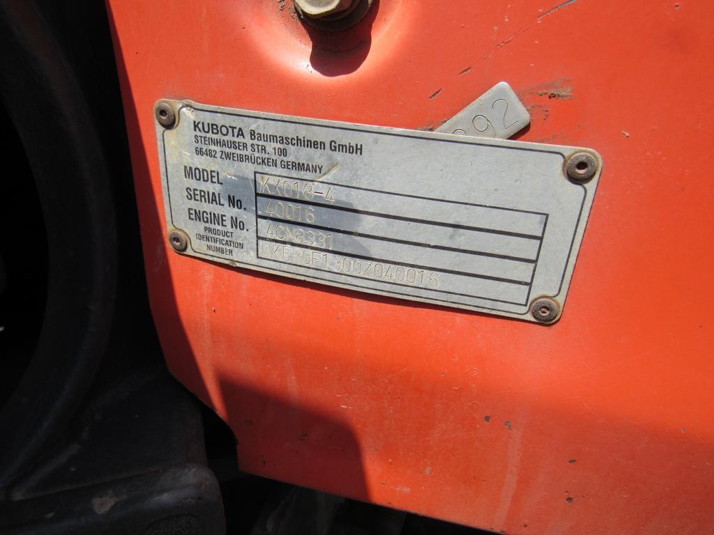 2013 Kubota KX018-4 Mini Excavator