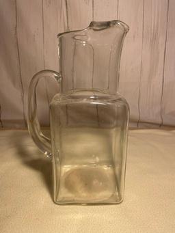 Square Clear Glass Pitcher with Handle