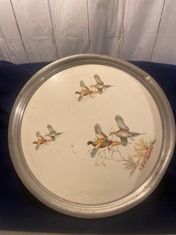 Silver Plate Pheasant Tray